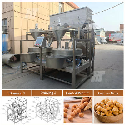 Macchina di rivestimento delle arachidi a controllo PLC completamente automatizzata Linea di lavorazione delle arachidi rivestita