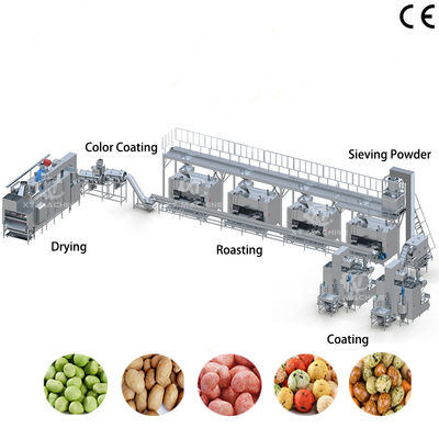 Un buon prezzo. Linea di produzione di rivestimento e cottura di noci in acciaio inossidabile con capacità di 500-1000 kg / h con pannello di controllo PLC Impianto di lavorazione della torrefazione alimentare in linea
