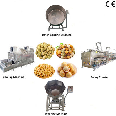 Linea di produzione di prodotti alimentari a base di noci, rivestimento, cottura e condimenti, capacità 100-200 kg/h