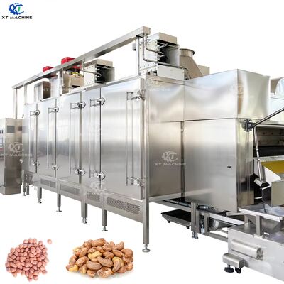 Macchina continua per la tostatura di frutta secca in acciaio inox SUS304 controllata da PLC con capacità di 3000 kg/h per una tostatura uniforme