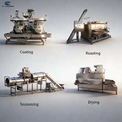 500-1000 kg/h SUS304 Macchina per rivestimento di arachidi con PLC per la linea di lavorazione di noci/fagioli/arachidi rosa/cashew di cocco