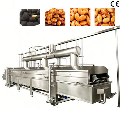 Macchina di frittura continua di noci di tipo cintura di grado alimentare completamente automatica Macchina di frittura di arachidi rivestita con certificazione CE