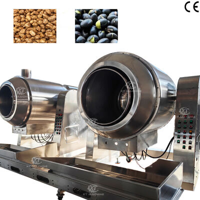 Macchina per saltare ad alta efficienza tipo wok automatica 70kg/lotto, macchina per rivestire lo zucchero e riscaldatore, tostatrice a rullo