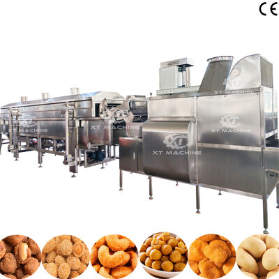 Un buon prezzo. Linea di produzione di rivestimento e frittura di arachidi SUS304 completamente automatica con 500-1000 kg/h per impianti di trasformazione di noci in linea