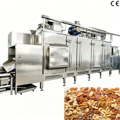Un buon prezzo. Macchina di torrefazione continua di noci 300-500 kg/h Macchina di torrefazione di farina d'avena con controllo PLC e costruzione in acciaio inossidabile 304 per impianti di lavorazione di noci in linea