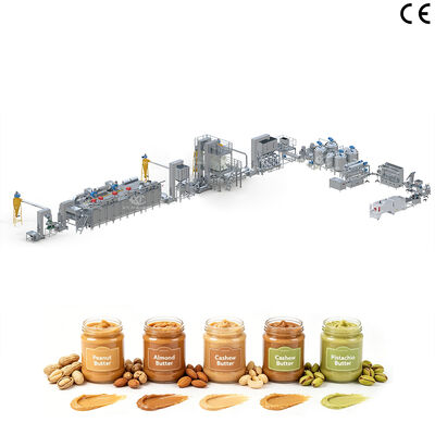 Linea di produzione di burro di anacardi di mandorle a macchina per produzione di marmellata di arachidi ad alta capacità con impianto di lavorazione di burro di noci da 1000 kg / h-2000 kg / h