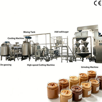 500 kg/h-2000 kg/h Linea di produzione di burro di arachidi/burro di cassavia/burro di pistacchio con attrezzature di lavorazione del burro di noci SS304