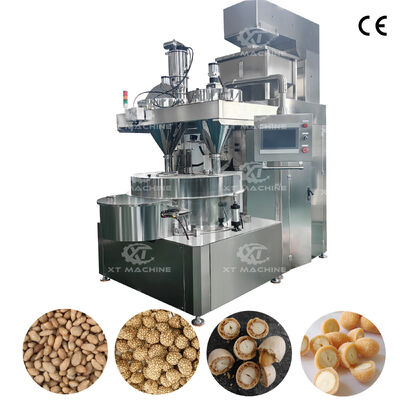 Controllo PLC Macchina per la produzione di hamburger di arachidi con rivestimento di pasta ad alta velocità attrezzatura multifunzionale per rivestimento di snack a base di noci